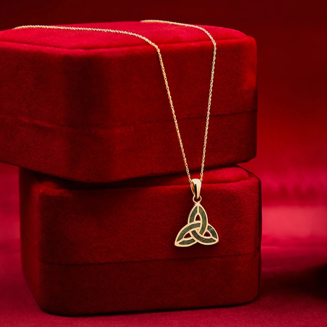 10K Gold Connemara Marble Trinity Knot Necklace - Image 2