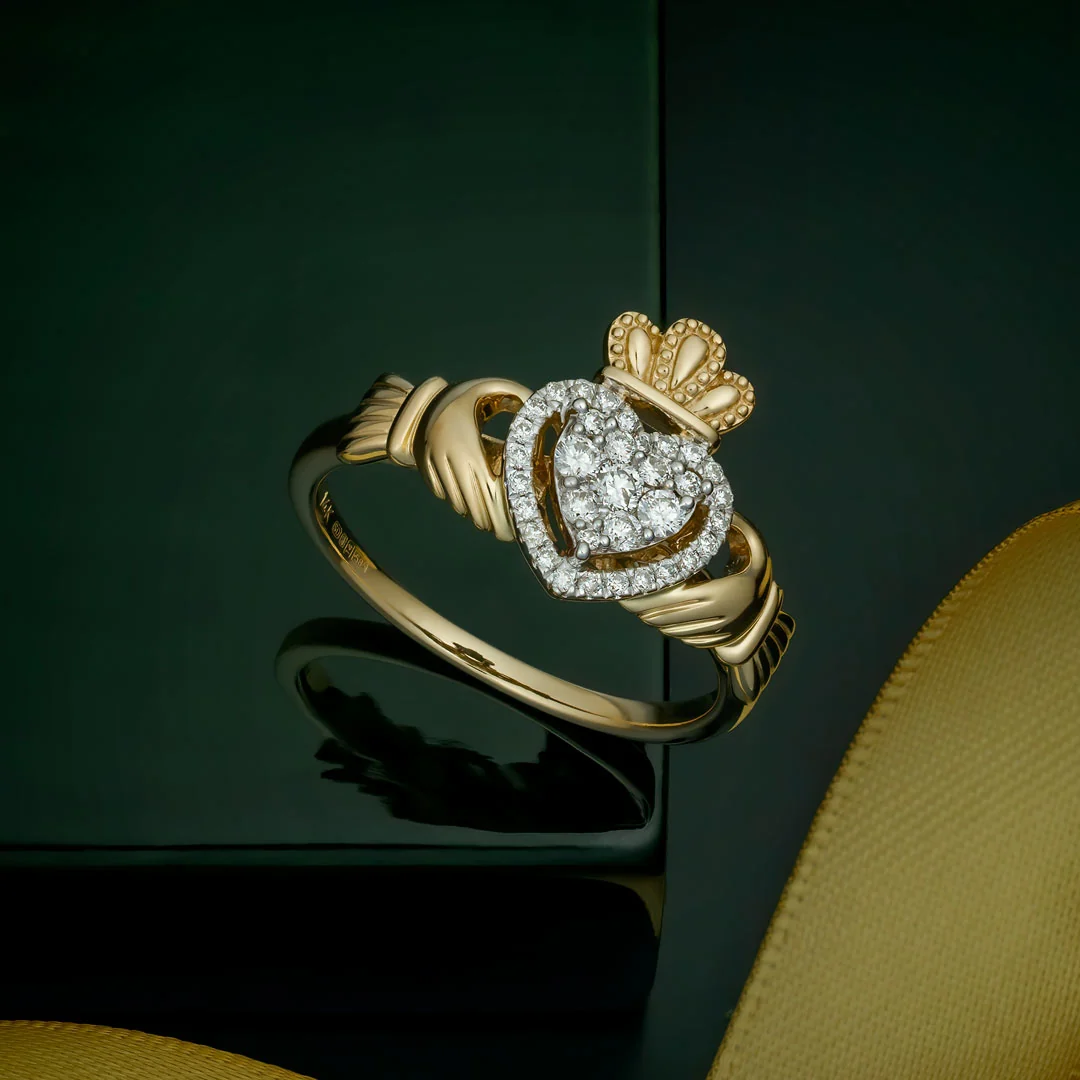 14K Gold Diamond Engagement Claddagh Ring - Image 4