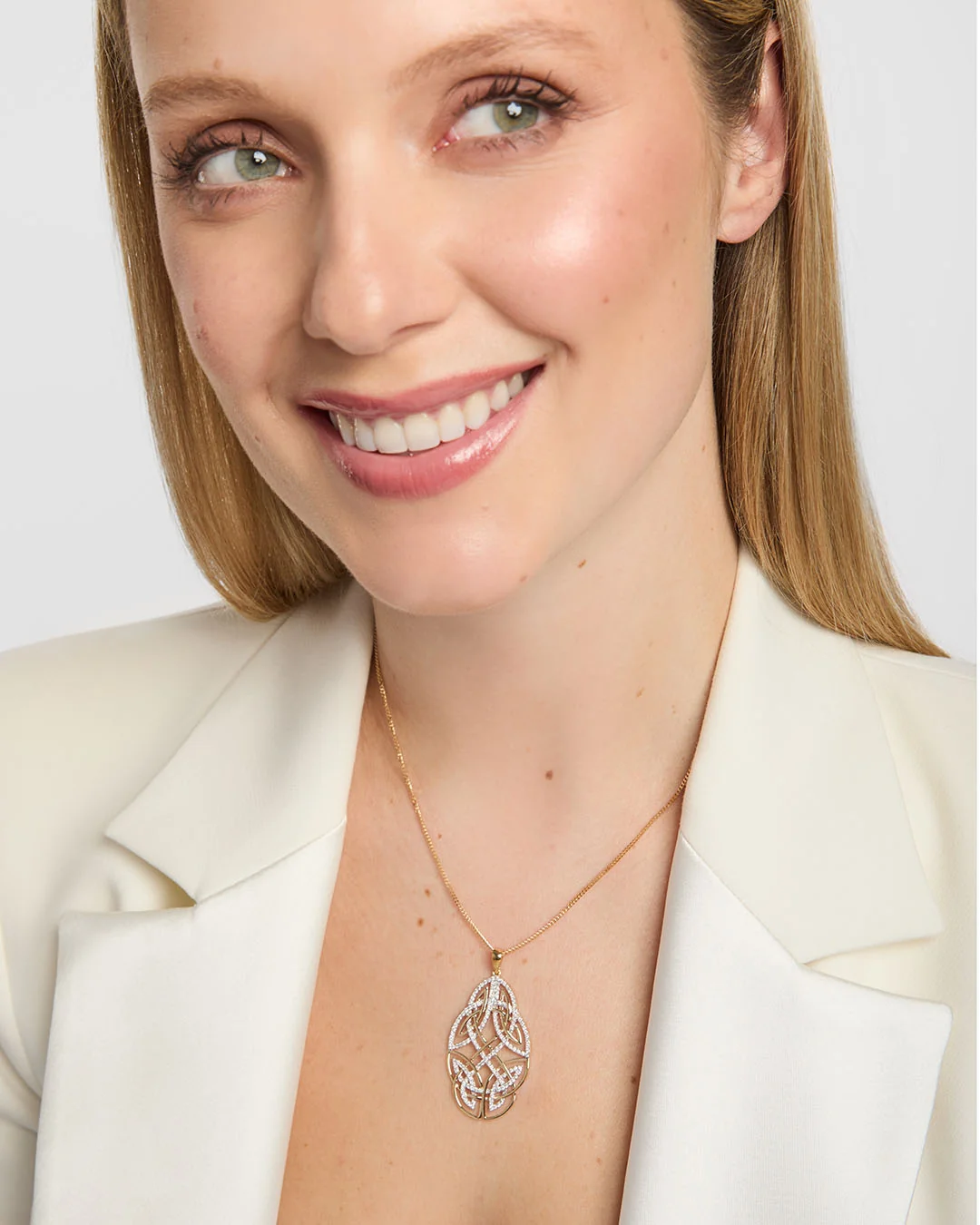 14K Gold Diamond Large Celtic Knot Pendant - Image 2