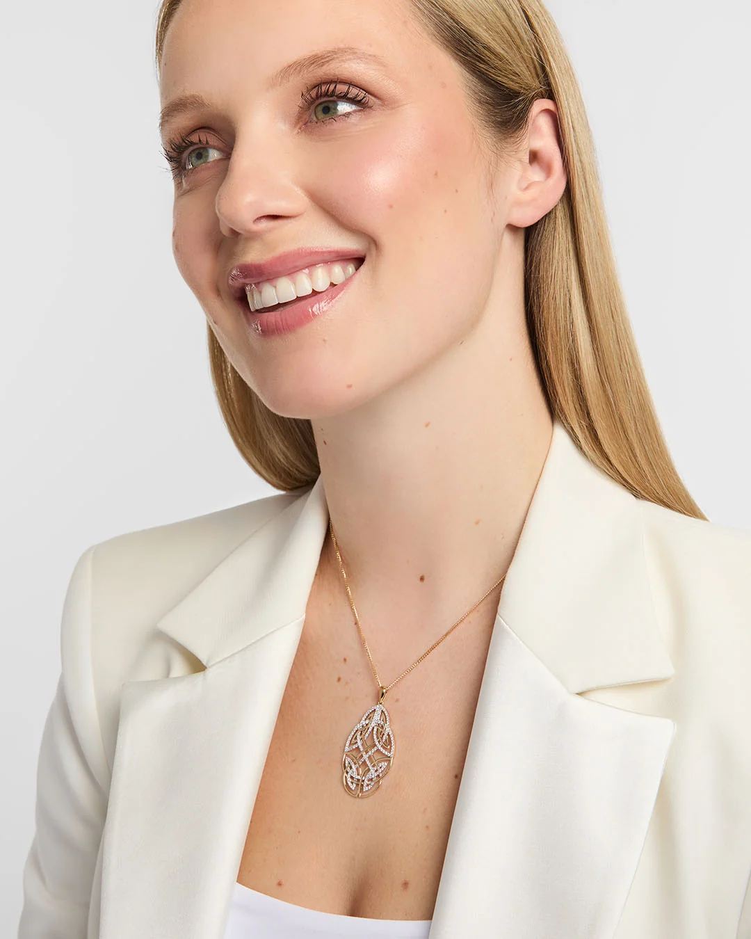 14K Gold Diamond Large Celtic Knot Pendant - Image 3