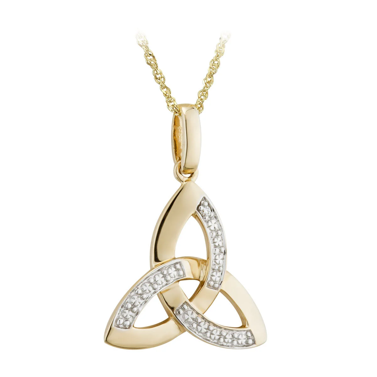 14K Gold Diamond Trinity Knot Necklace