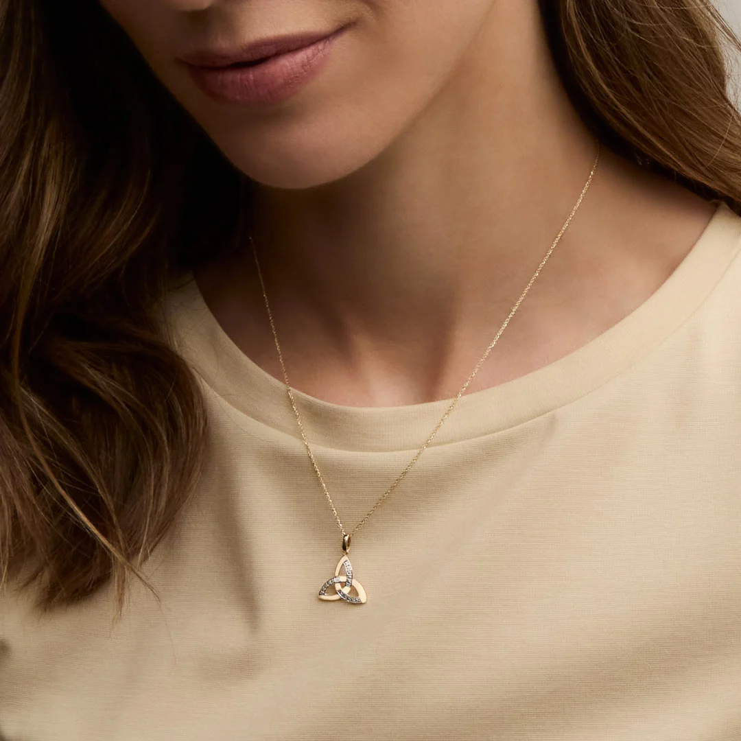 14K Gold Diamond Trinity Knot Necklace - Image 2