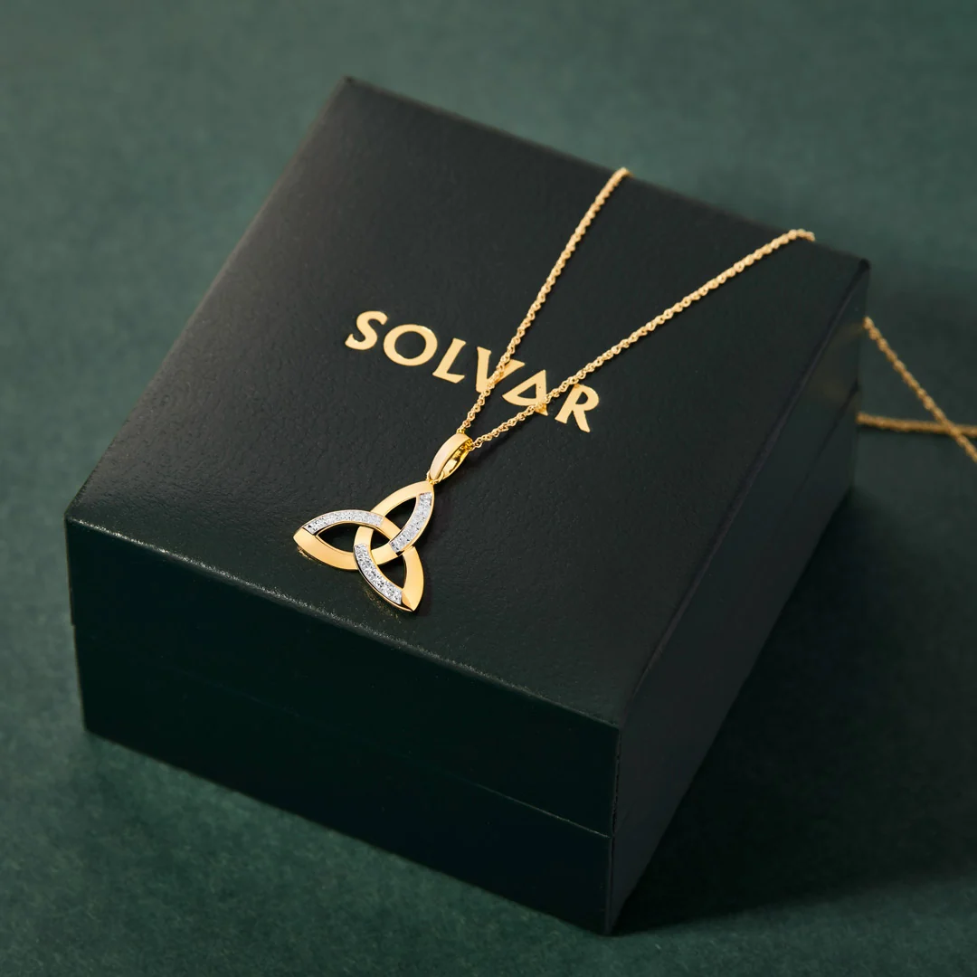 14K Gold Diamond Trinity Knot Necklace - Image 4