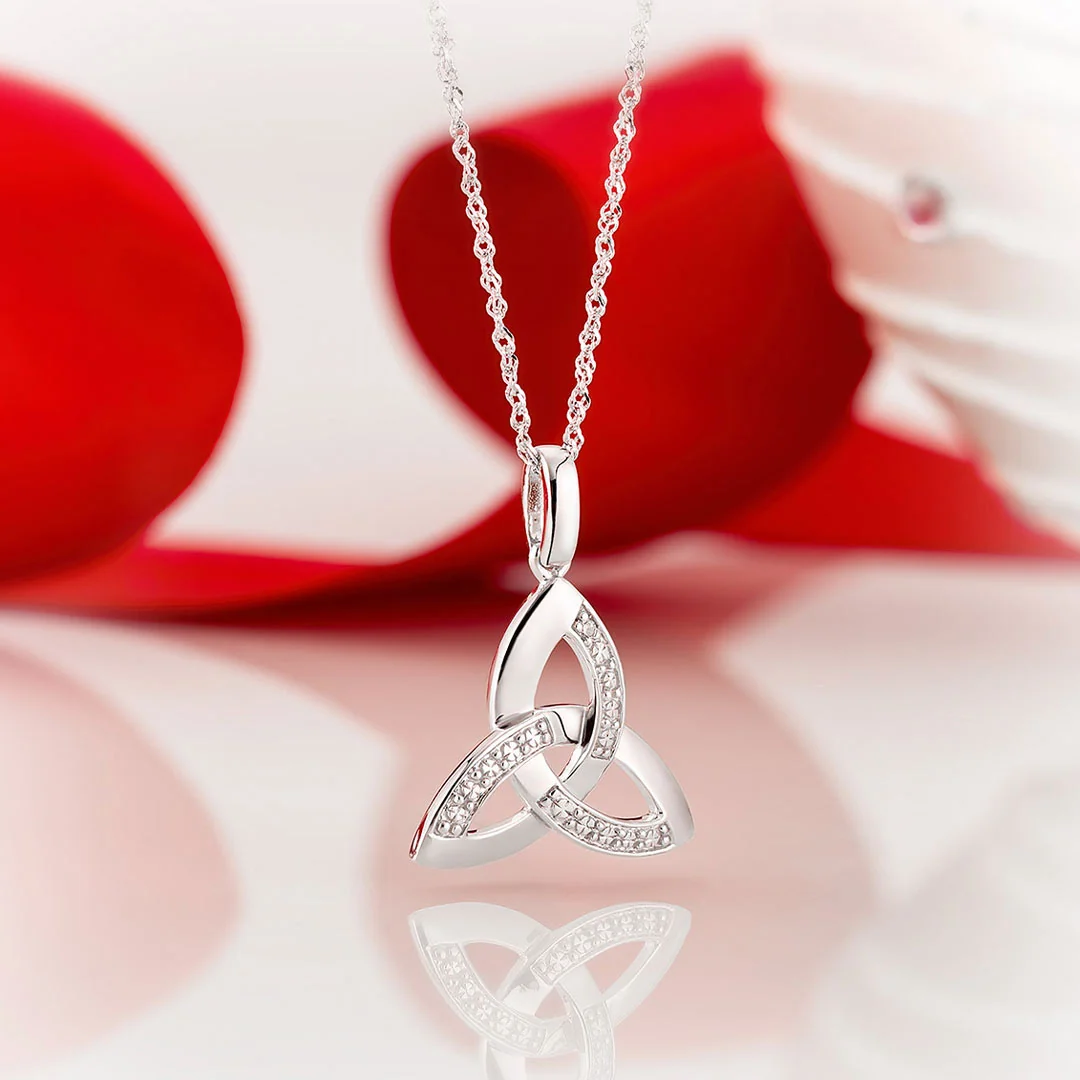 White Gold Diamond Trinity Knot Necklace - Image 5