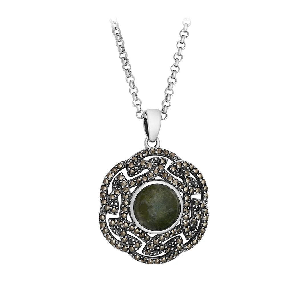 Marble & Marcasite Interwoven Celtic Knotwork Pendant