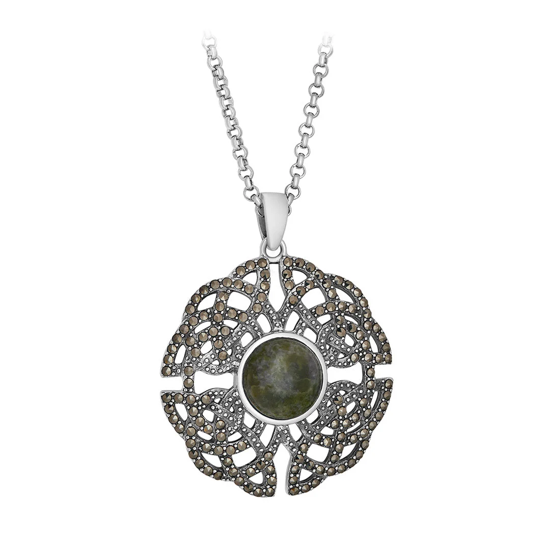 Marble & Marcasite Open Celtic Knotwork Pendant
