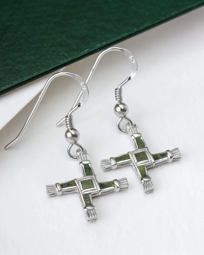 Connemara Marble St Brigids Cross Drop Earrings - Image 3