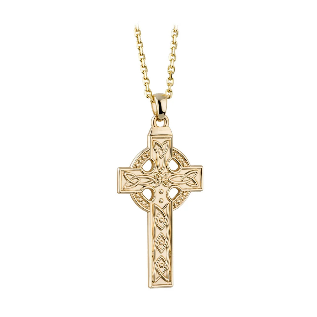 14K Gold Large Embossed Celtic Cross