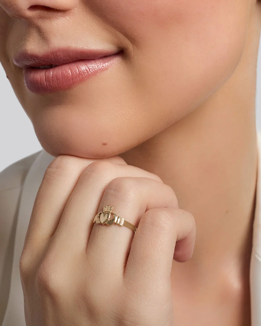Gold Mini Claddagh Ring - Image 2
