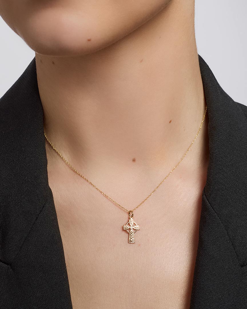 Gold Small Celtic Cross Pendant - Image 2