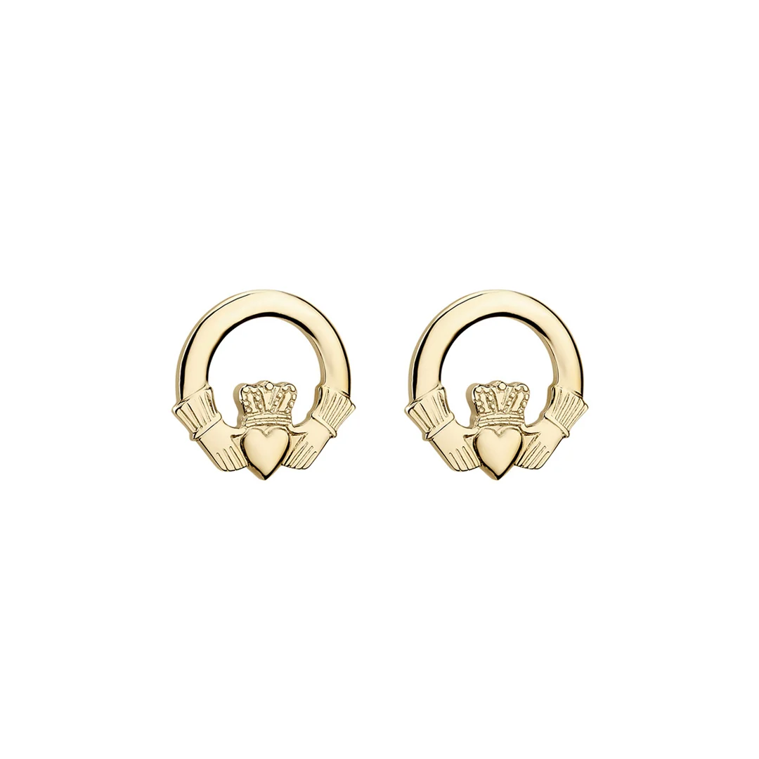 Gold Small Claddagh Stud Earrings