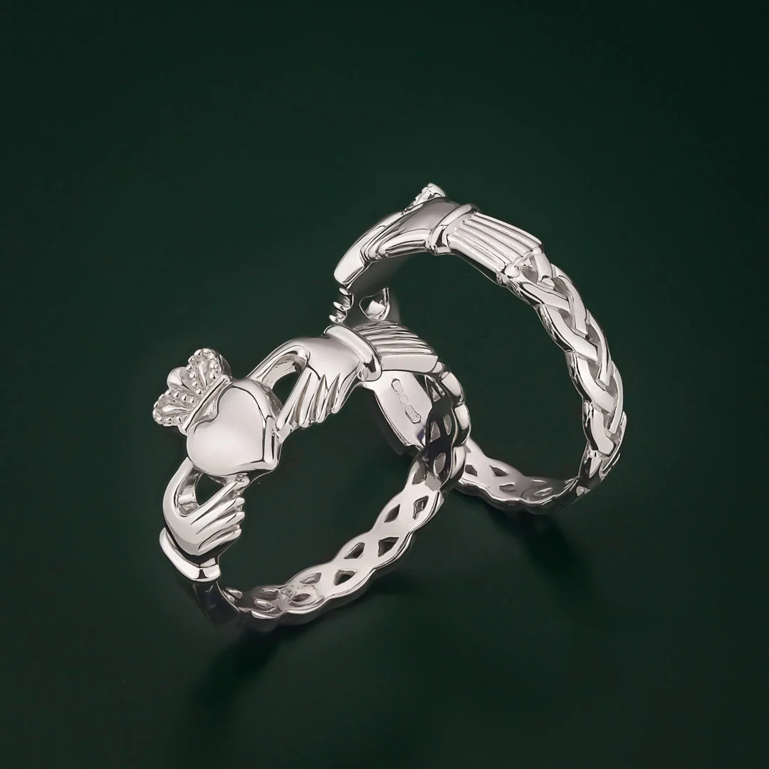 Sterling Silver Weave Claddagh Ring - Image 2