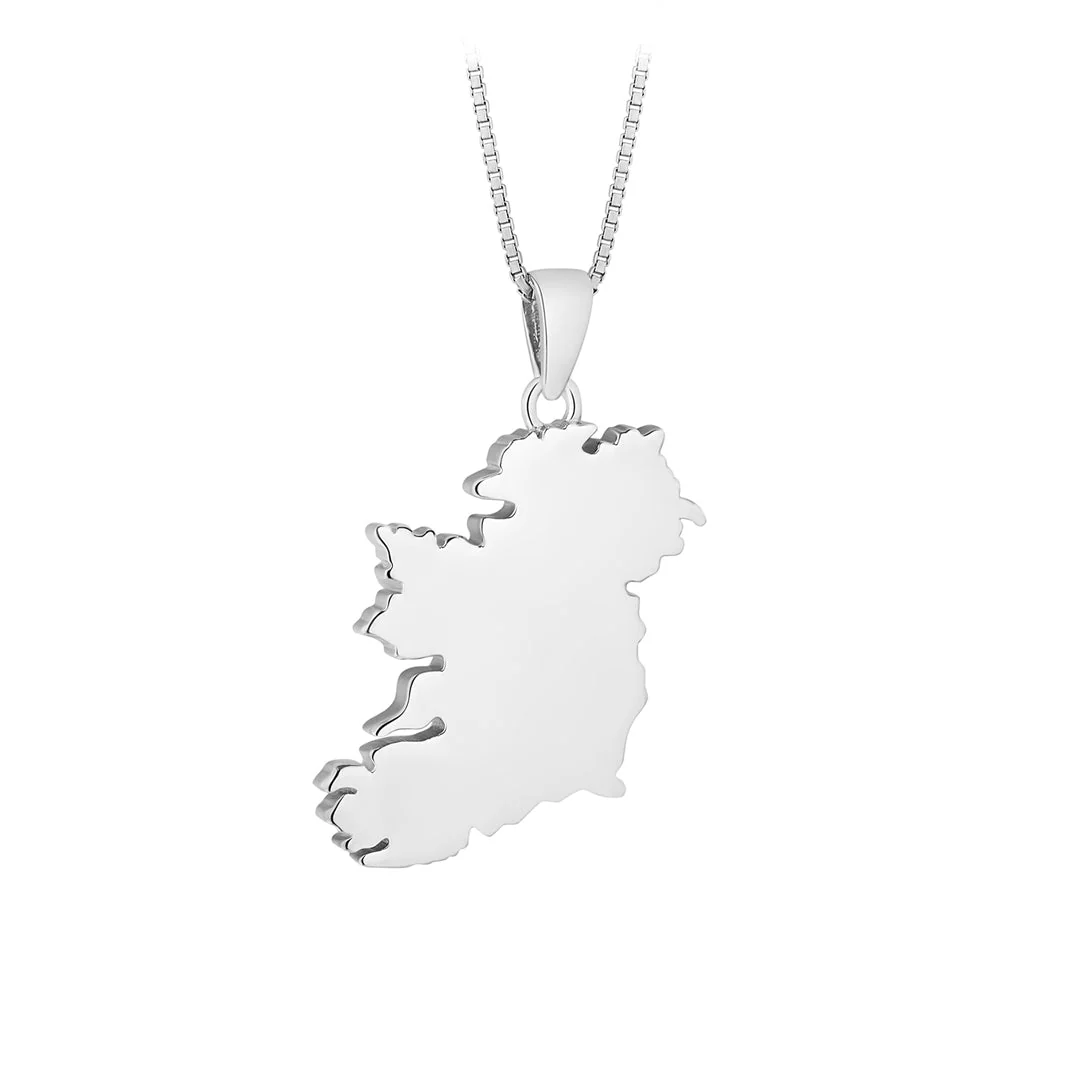 Sterling Silver Small Map Of Ireland Necklace