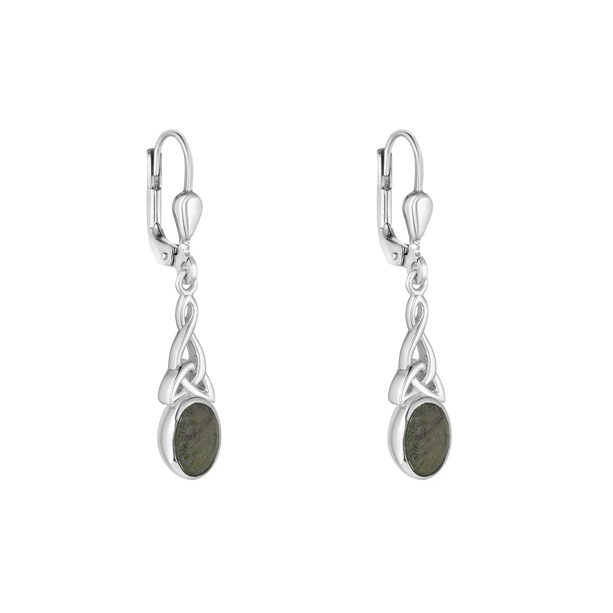 Connemara Marble Long Celtic Knot Drop Earrings