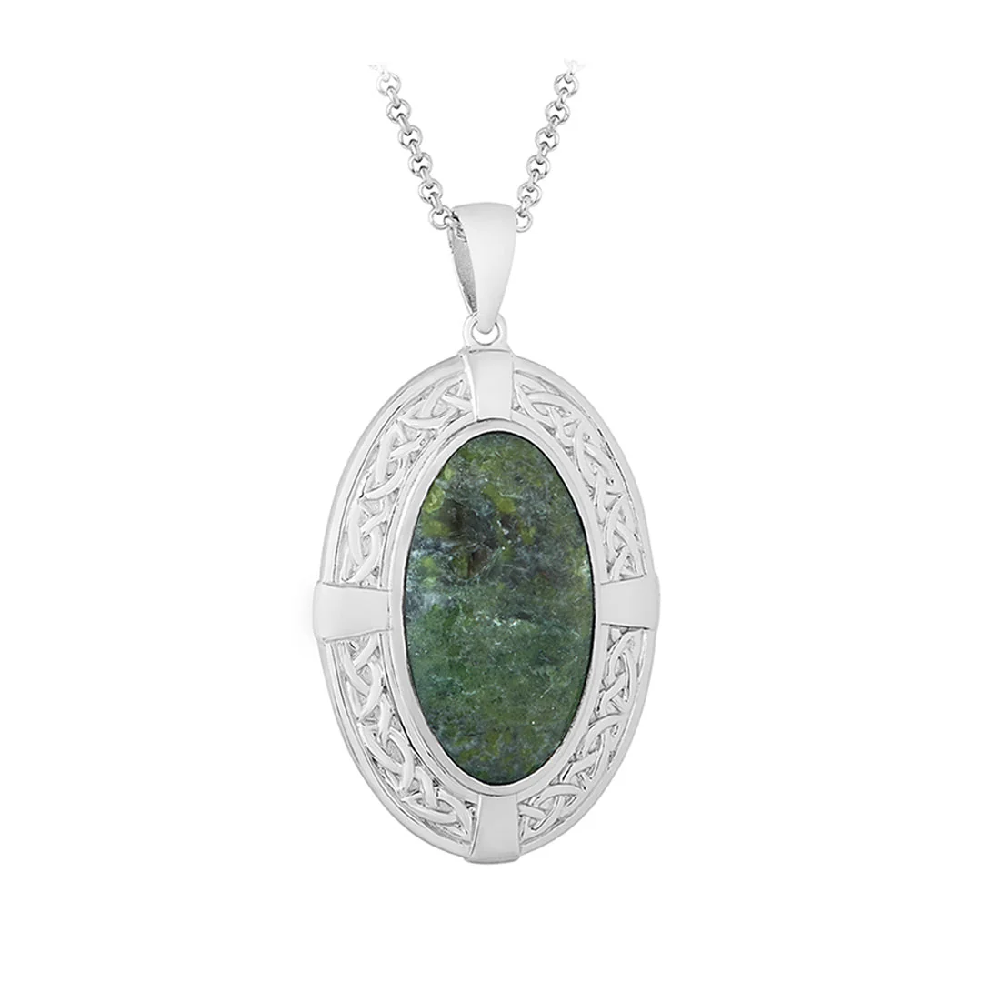 Sterling Silver Oval Marble Celtic Shield Pendant