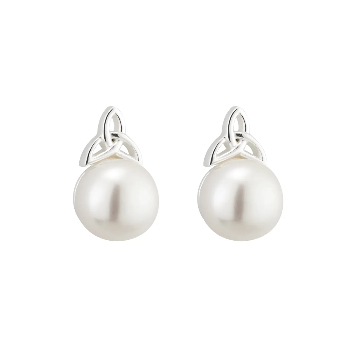 Freshwater Pearl Trinity Knot Stud Earrings