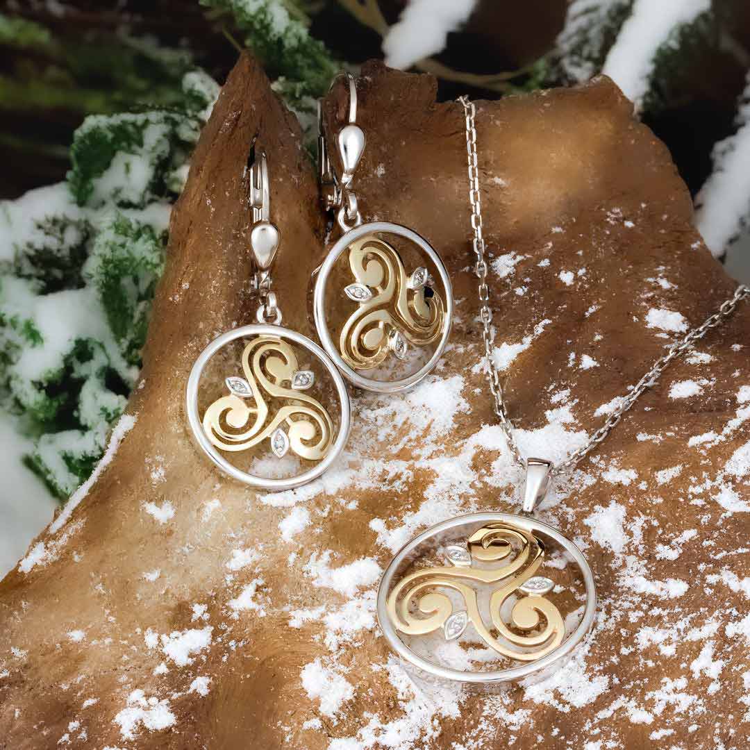 Gold and Silver Diamond Round Spiral Pendant - Image 2
