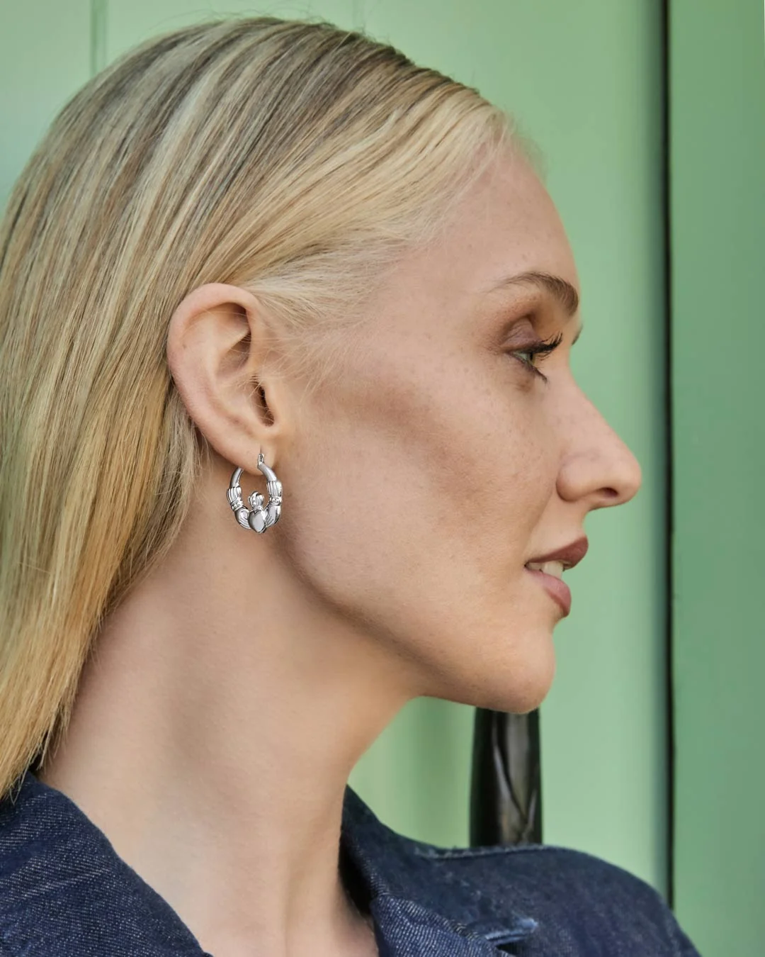 Chunky Claddagh Hoop Earrings - Image 5