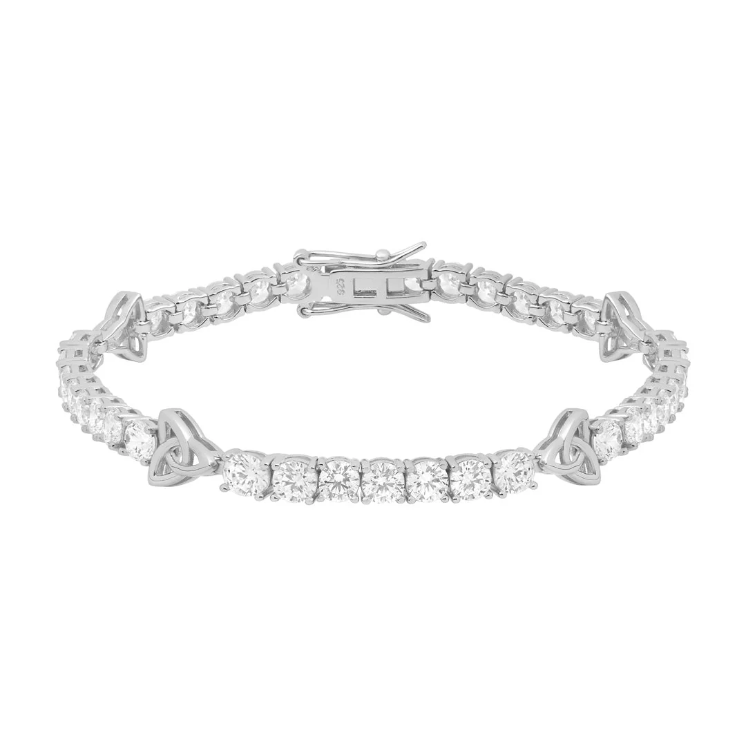 Silver Cz Trinity Knot Tennis Bracelet