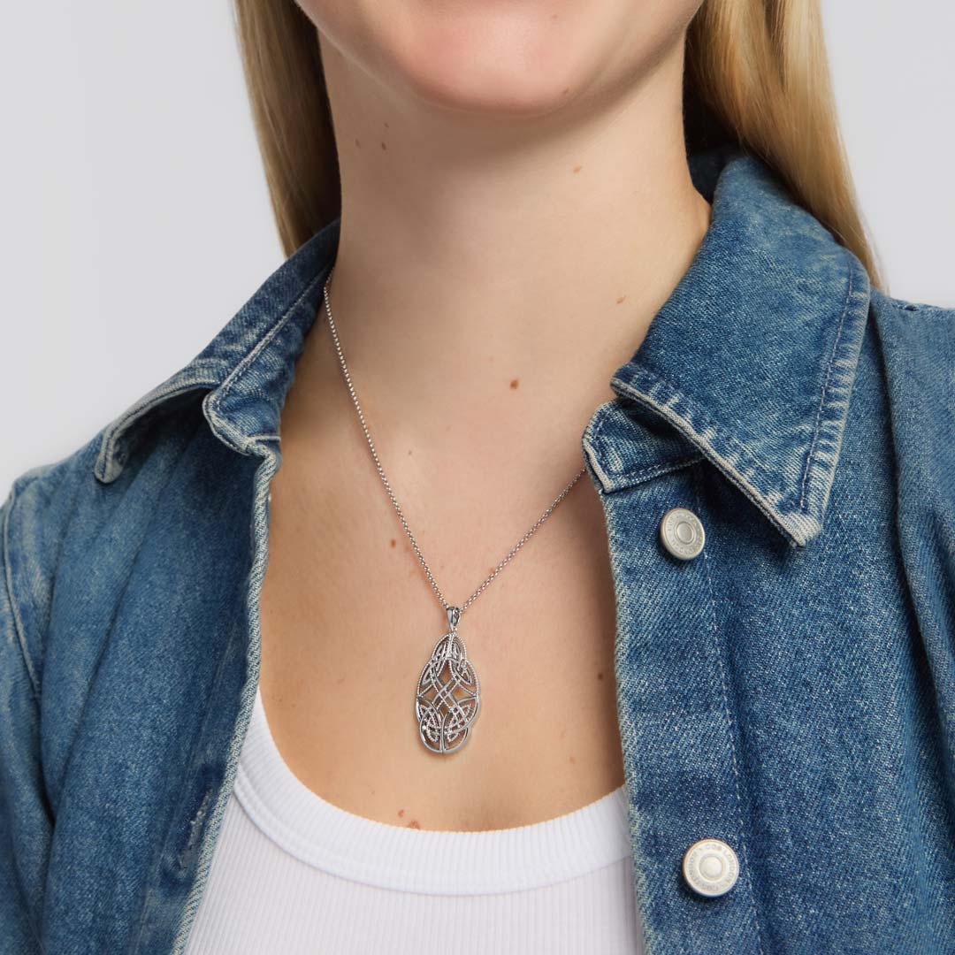 Silver Large Celtic Knot Necklace - Image 2