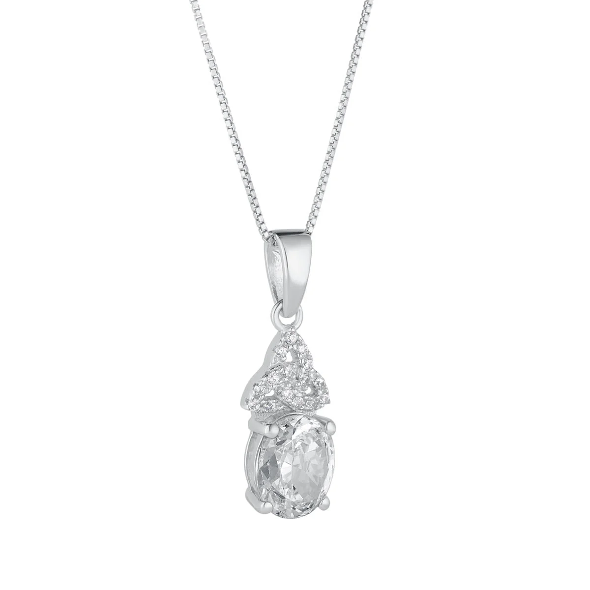 Sterling Silver April Birthstone Trinity Knot Necklace