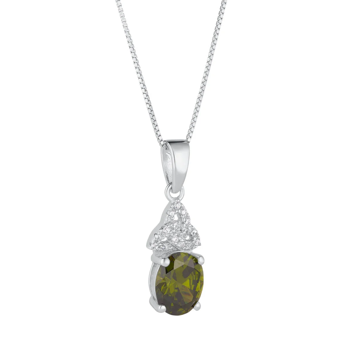 Sterling Silver August Birthstone Trinity Knot Necklace