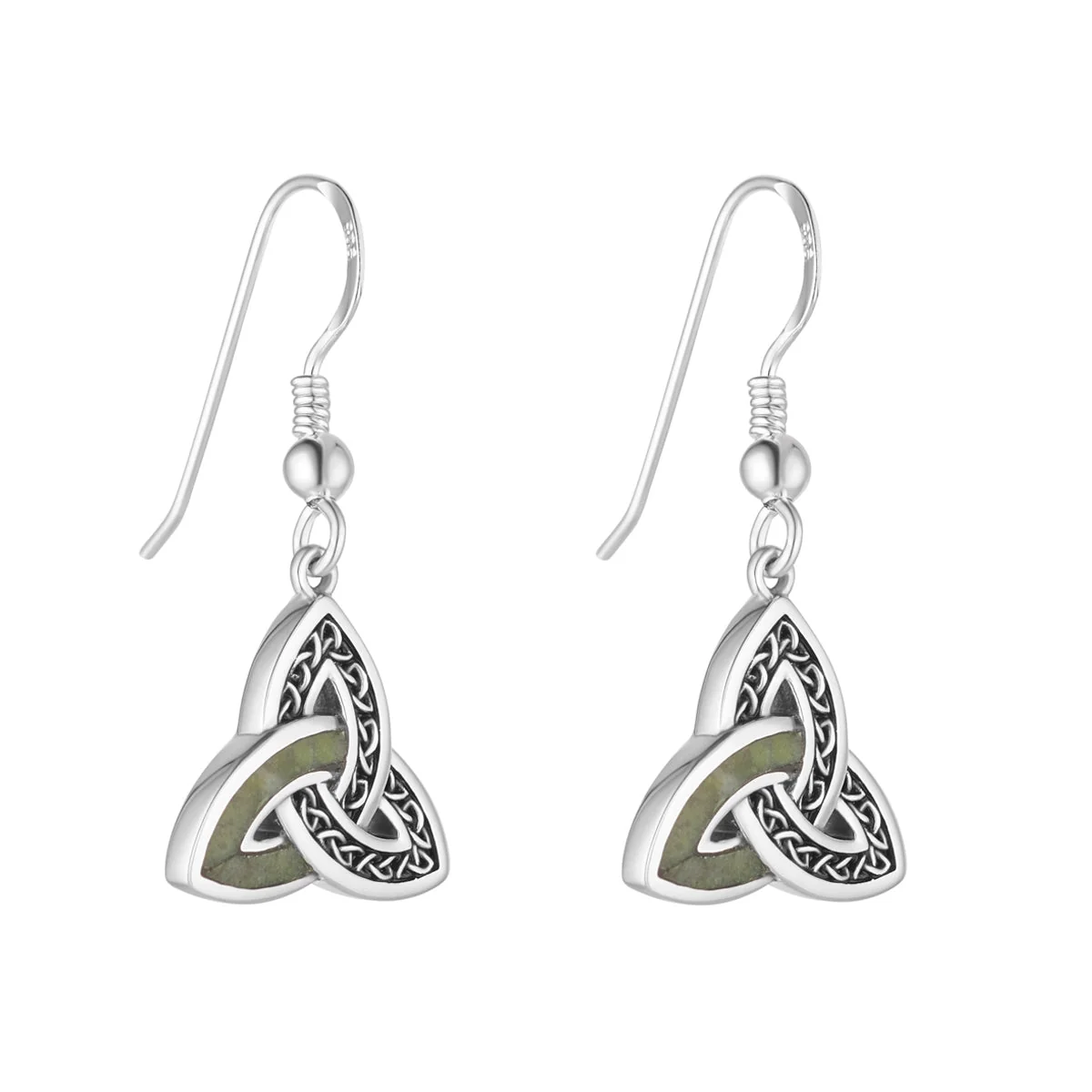 Connemara Marble Celtic Trinity Knot Drop Earrings