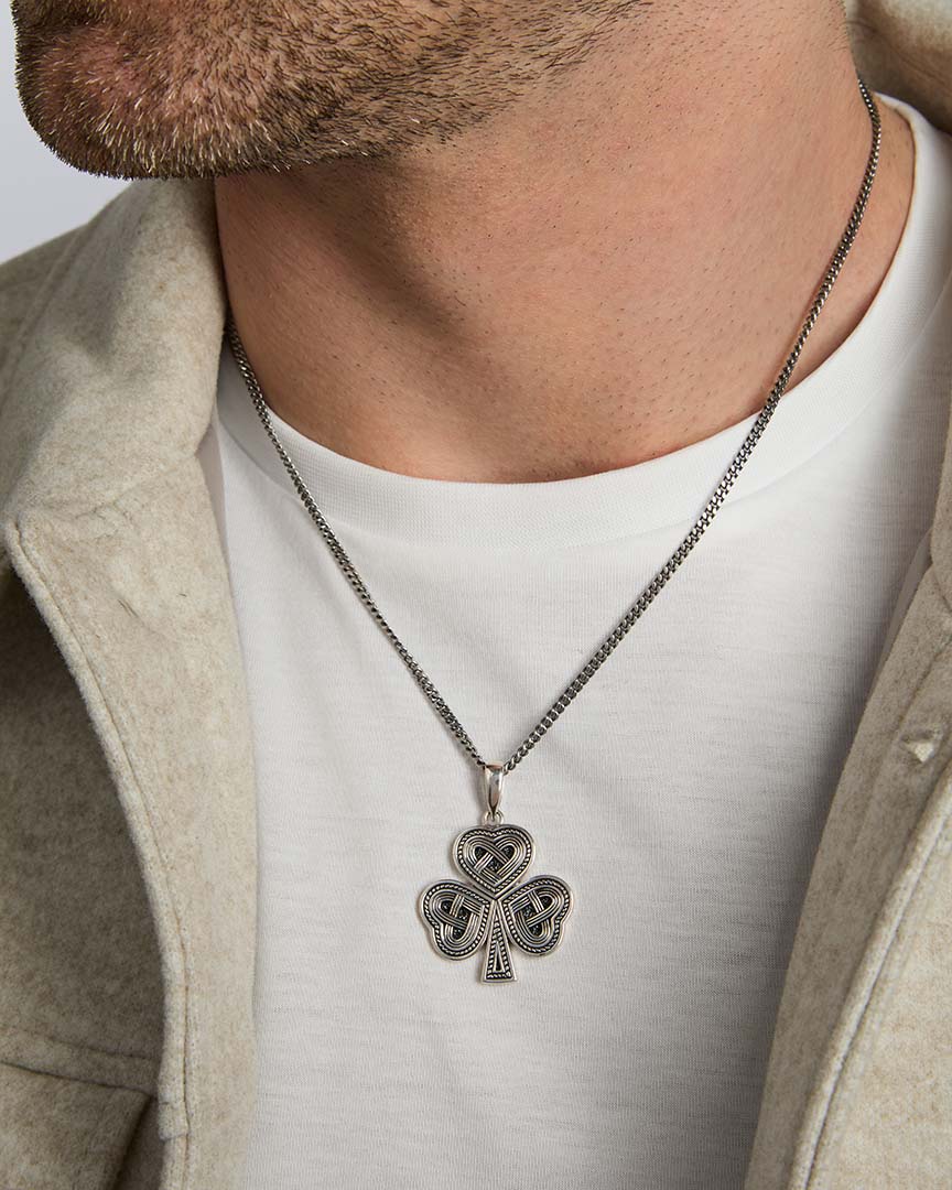 Oxidised Silver Celtic Shamrock Pendant - Image 3
