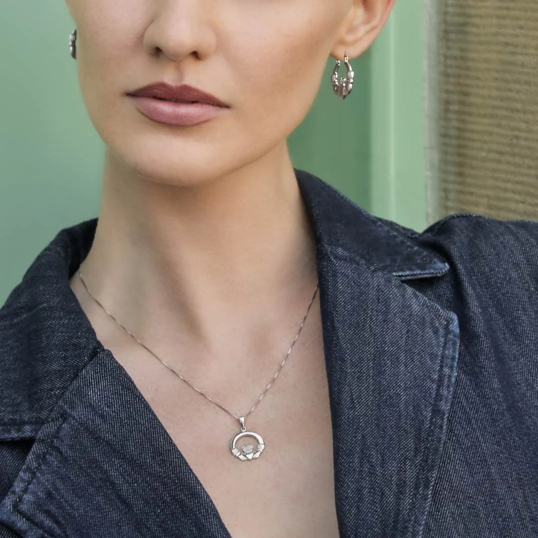 Chunky Claddagh Hoop Earrings - Image 3
