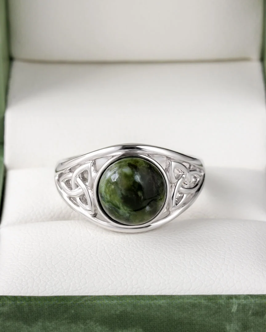 Connemara Marble Celtic Trinity Knot Ring - Image 4