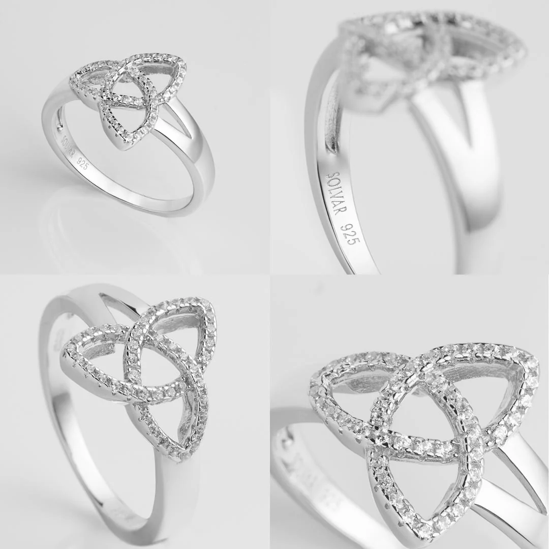 Silver Cubic Zirconia Trinity Knot Ring - Image 4