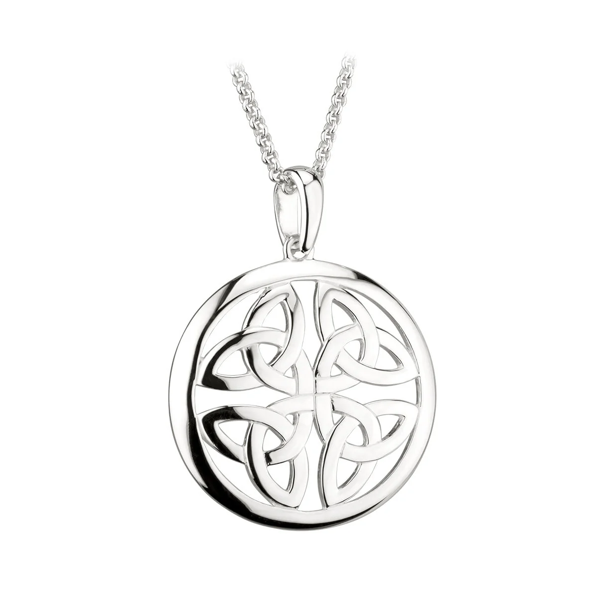 Sterling Silver Round Four Trinity Knot Pendant