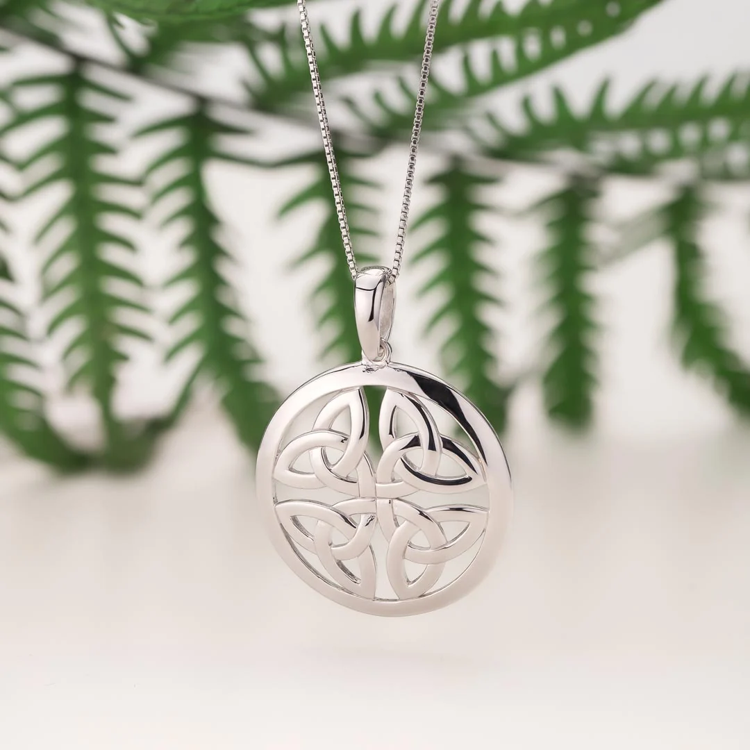 Sterling Silver Round Four Trinity Knot Pendant - Image 2