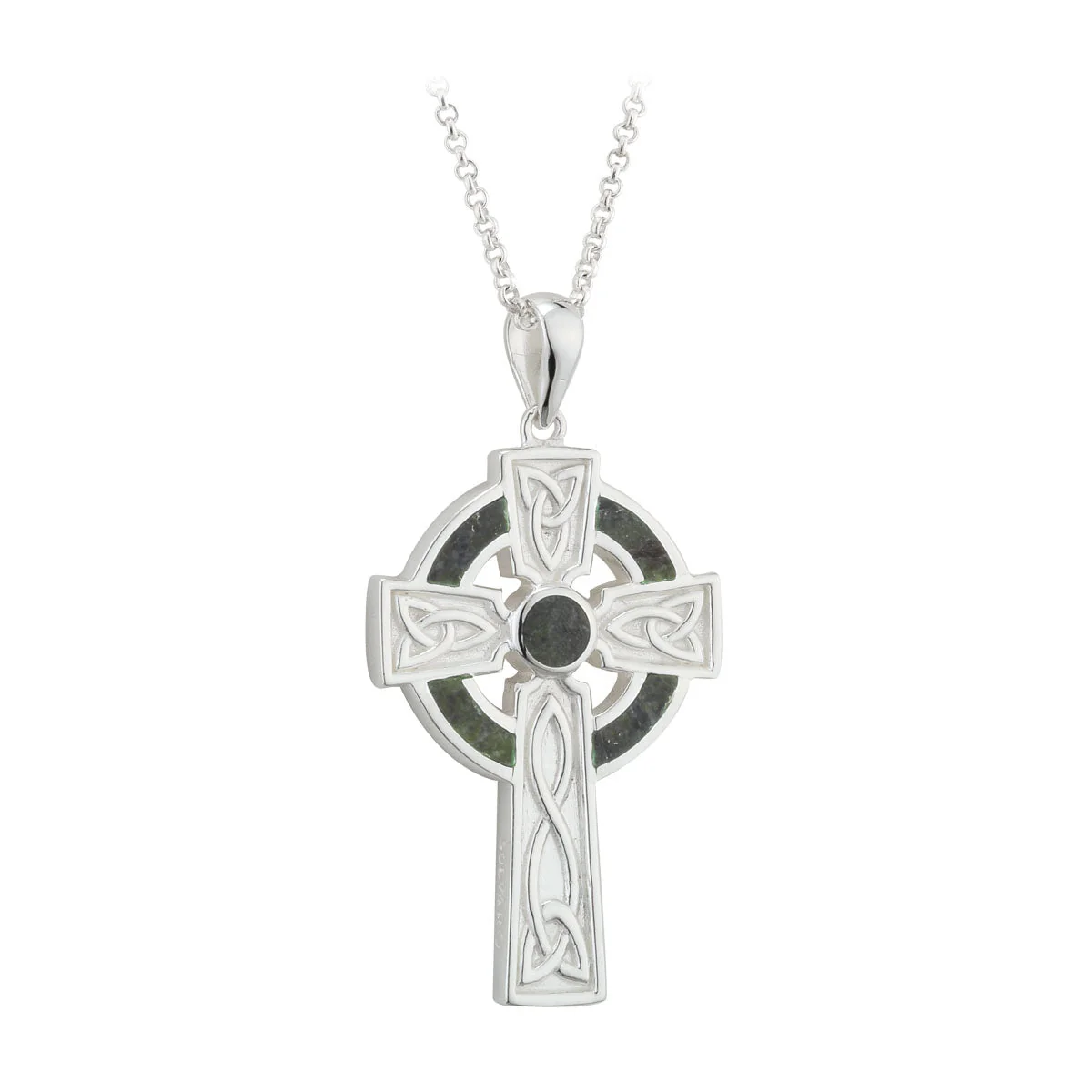 Silver Large Marble Cross Pendant