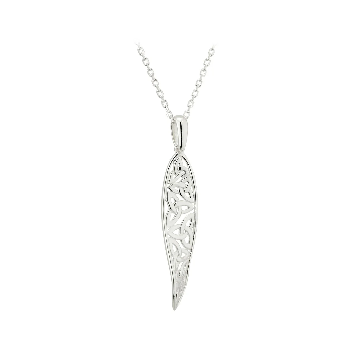 Silver Long Trinity Knot Twist Pendant