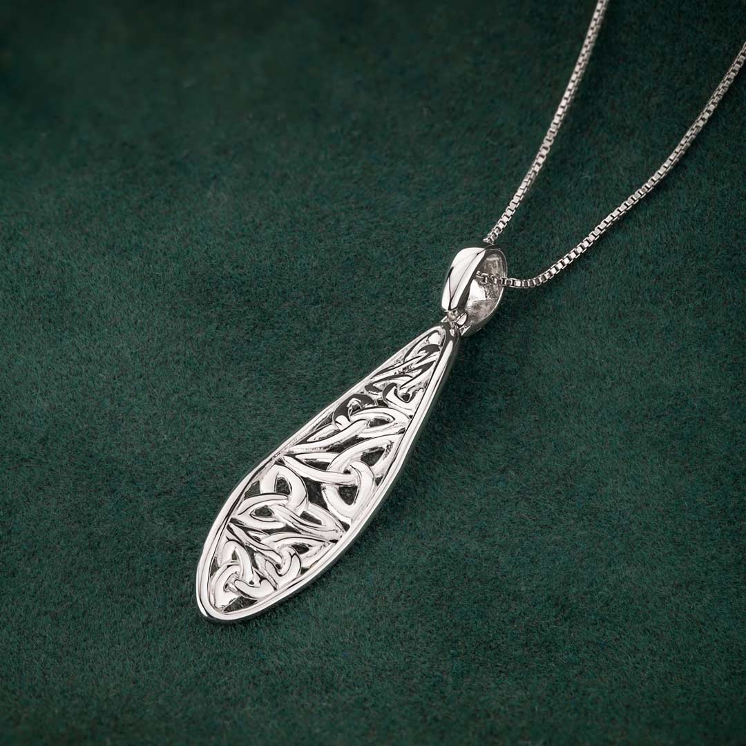 Silver Long Trinity Knot Twist Pendant - Image 2