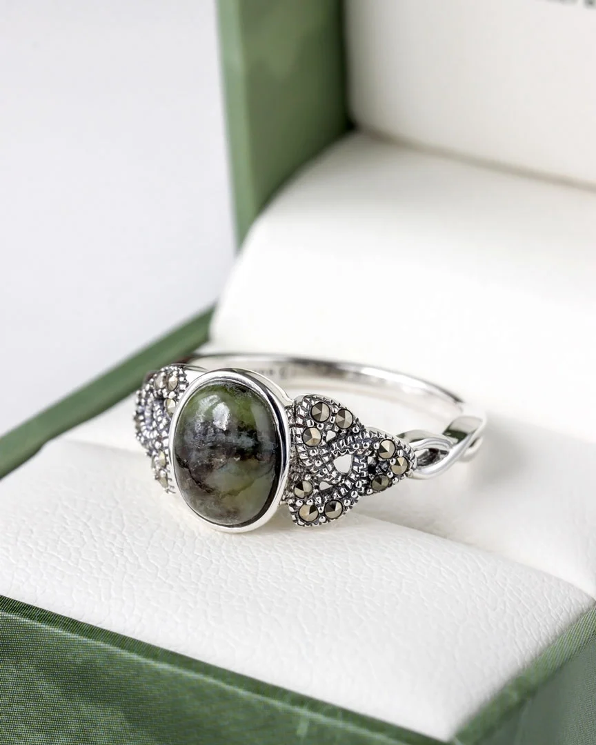 Marble & Marcasite Trinity Knot Ring - Image 3