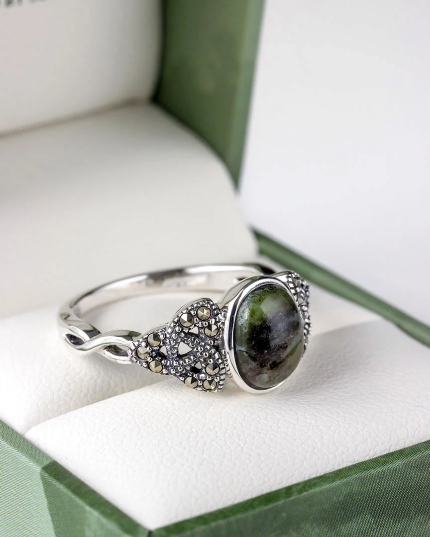 Marble & Marcasite Trinity Knot Ring - Image 4
