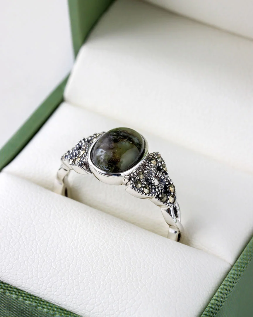 Marble & Marcasite Trinity Knot Ring - Image 5
