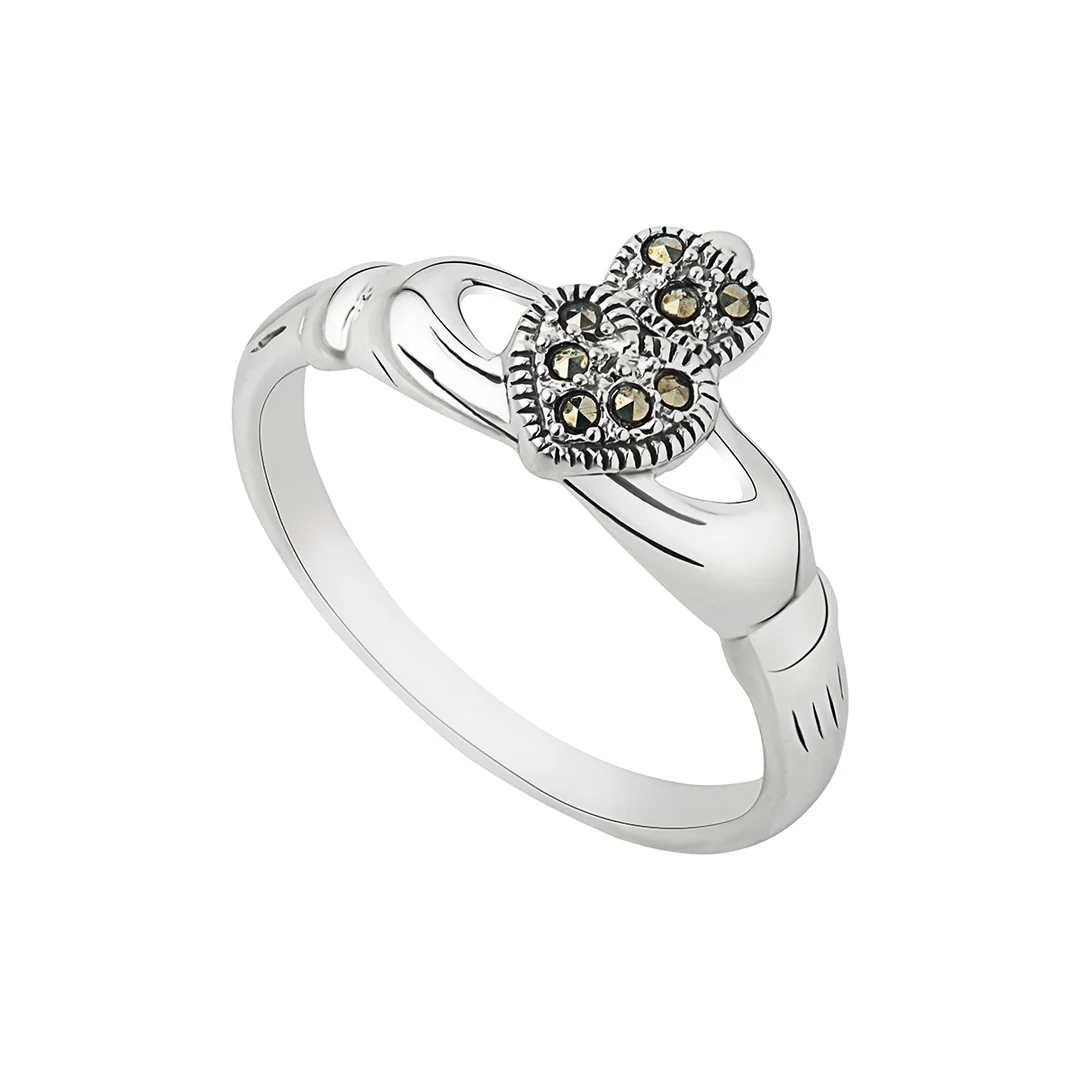 Silver Marcasite Claddagh Ring