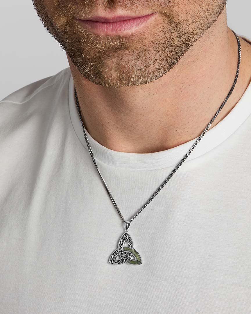 Men's Connemara Marble Celtic Trinity Knot Necklace - Image 3