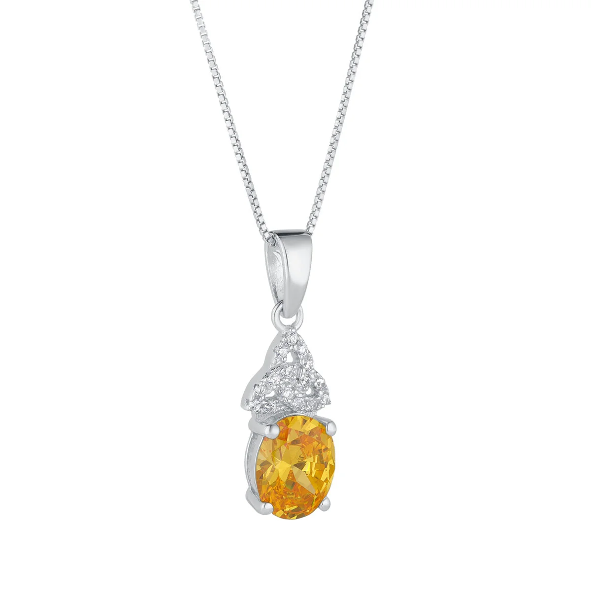 Sterling Silver November Birthstone Trinity Knot Necklace