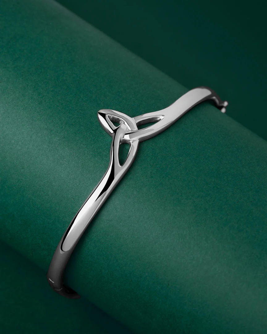 Silver Trinity Knot Front Bangle - Image 3