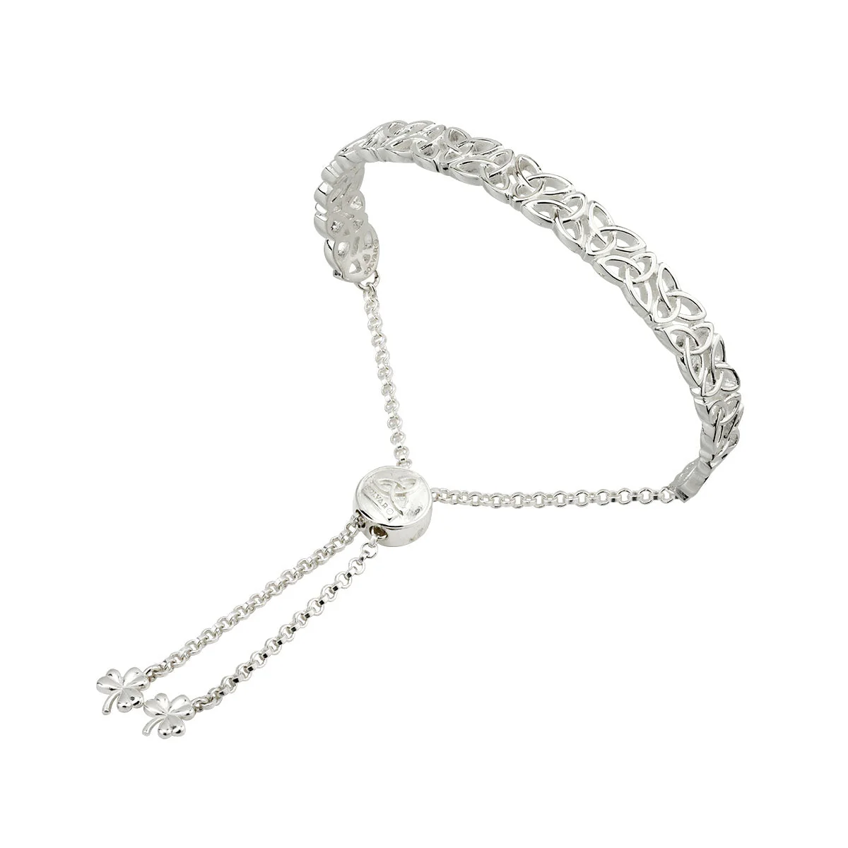 Silver Trinity Knot Draw String Bangle