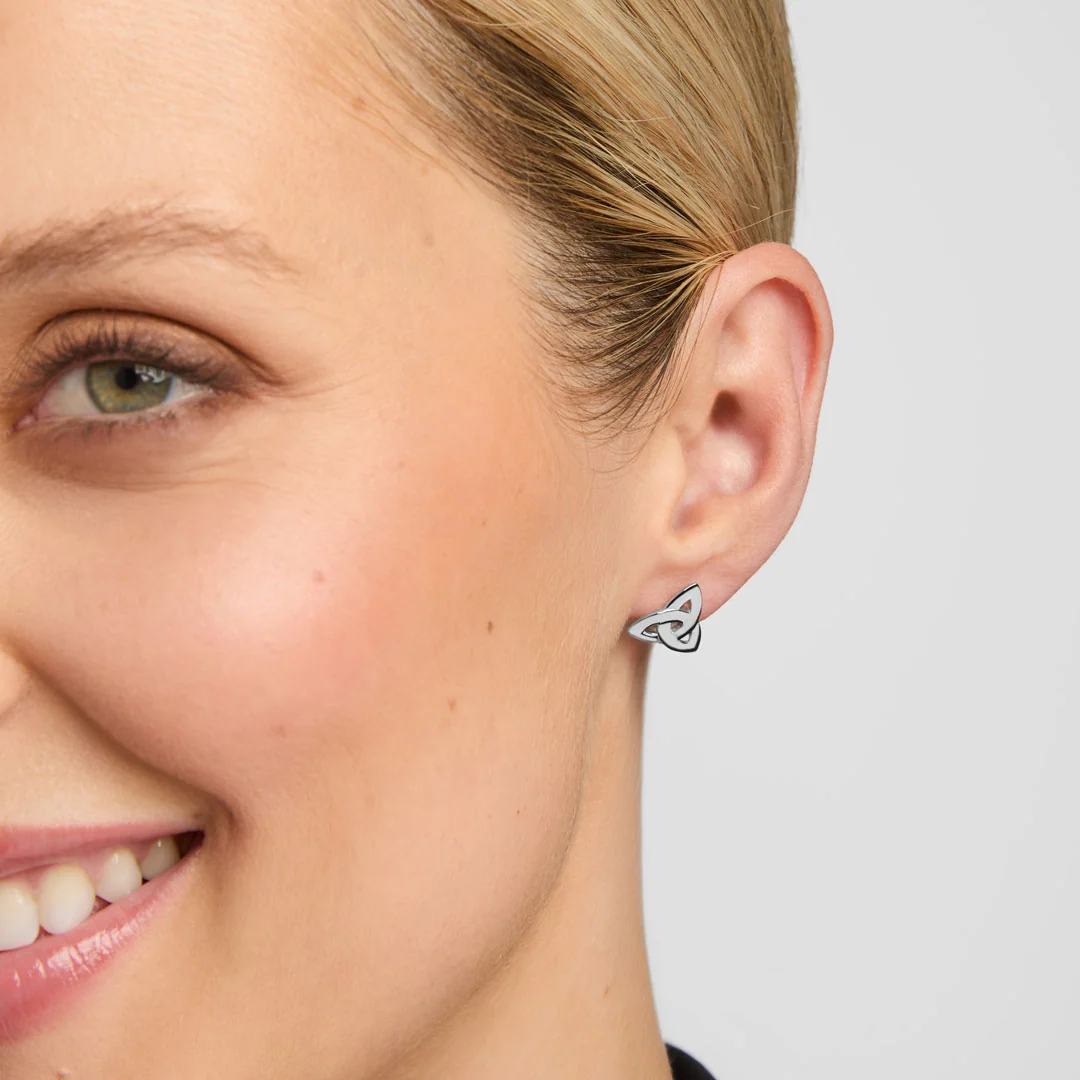 Silver Trinity Knot Stud Earrings - Image 3