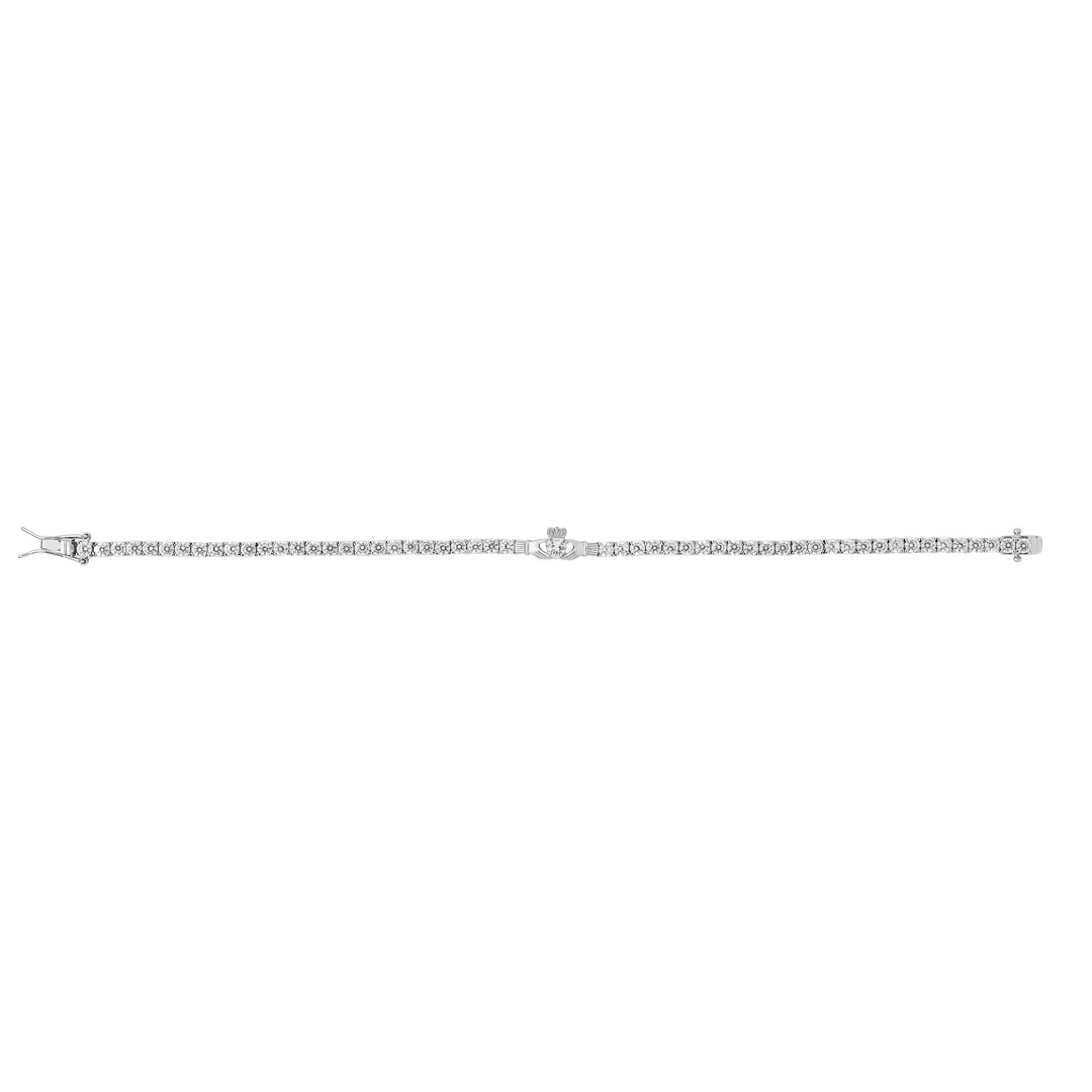 Silver All White Cz Claddagh Tennis Bracelet - Image 7