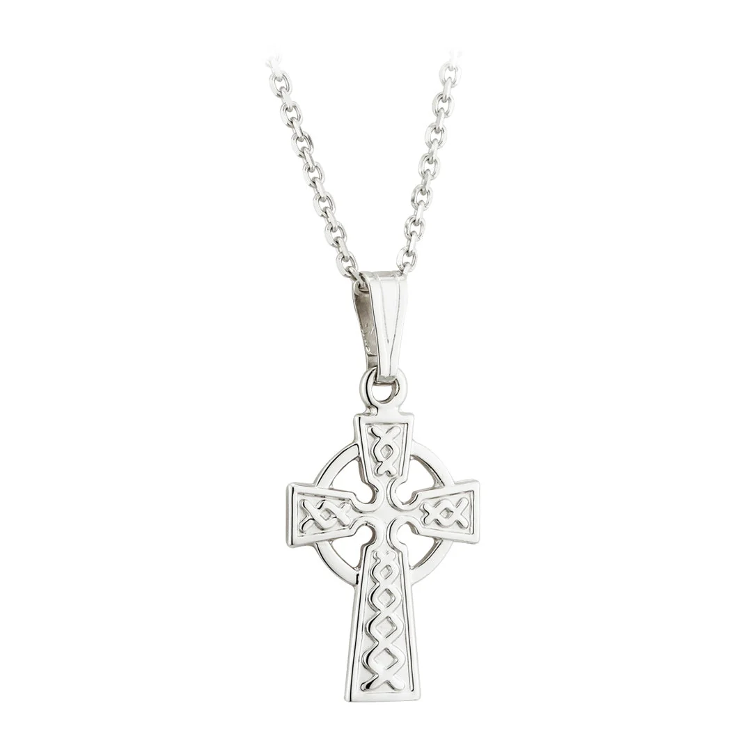 White Gold Celtic Cross Necklace - Image 4
